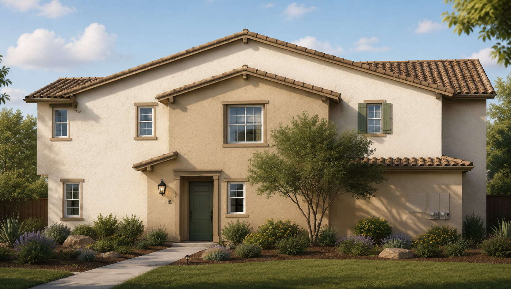 Hacienda Duplex — Spanish Colonial Elevation